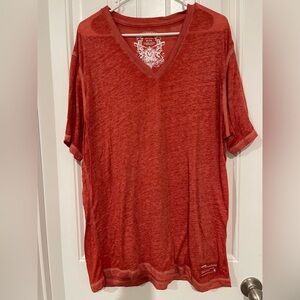 Express Red V-Neck Short Sleeve Tee